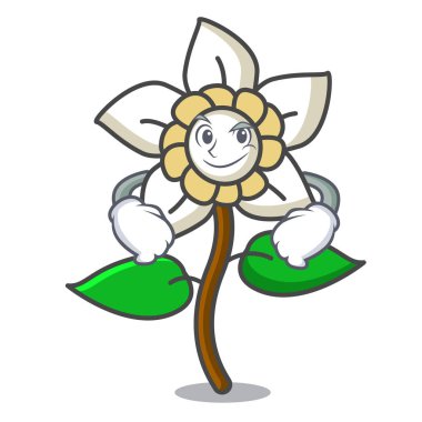 Smirking Yasemin çiçeği karakter karikatür vektör çizim