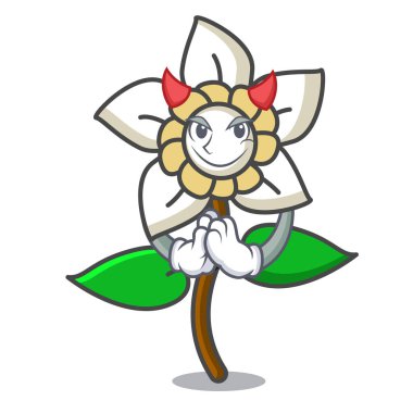 Şeytan Yasemin çiçeği maskot karikatür vektör çizim