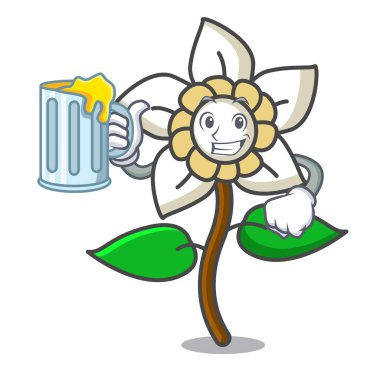 Suyu Yasemin çiçeği maskot karikatür vektör çizim ile