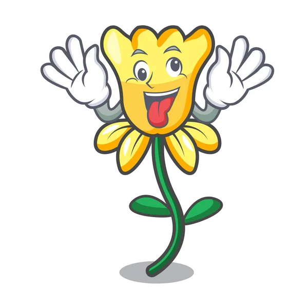 Loco Narciso Flor Mascota Dibujo Animado Vector Ilustración — Vector de stock