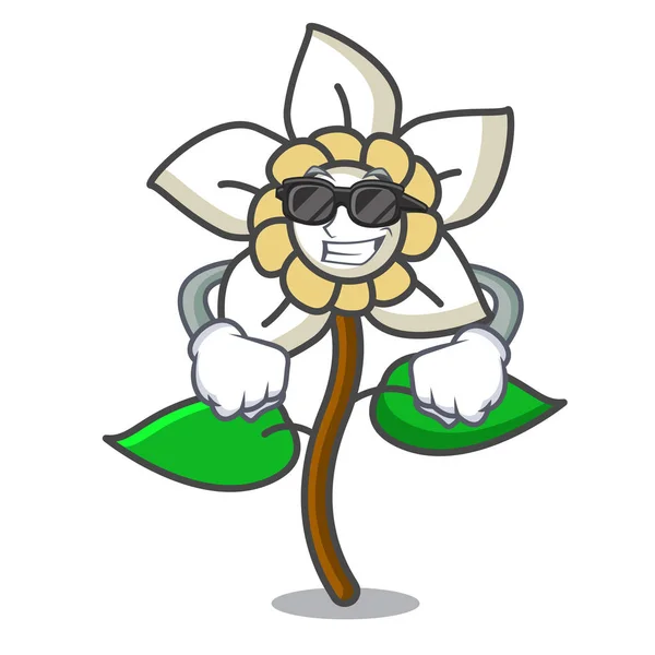 Super Cool Jasmin Fleur Personnage Dessin Animé Vecteur Illustration — Image vectorielle