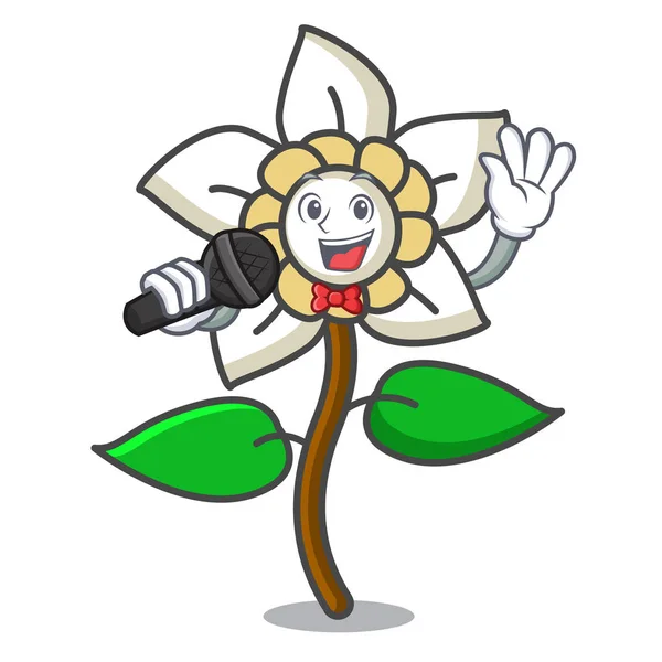 Cantando Jazmín Flor Mascota Dibujo Animado Vector Ilustración — Vector de stock