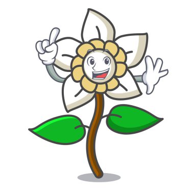 Parmak Yasemin çiçeği maskot karikatür vektör çizim