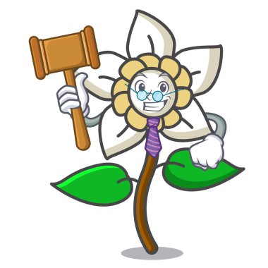 Yargıç Yasemin çiçeği maskot karikatür vektör çizim