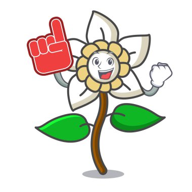 Köpük parmak Yasemin çiçeği maskot karikatür vektör çizim