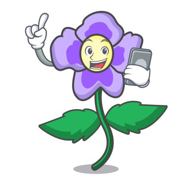 Telefon homo çiçek karakter karikatür vektör çizim ile