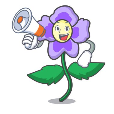Megafon homo çiçek karakter karikatür vektör çizim ile