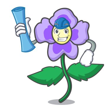 Mimar homo çiçek karakter karikatür vektör çizim