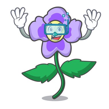 Dalış homo çiçek karakter karikatür vektör çizim