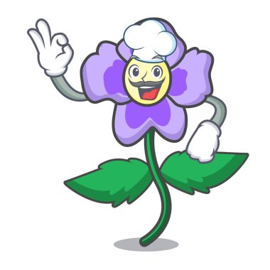 Şef homo çiçek karakter karikatür vektör çizim