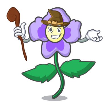 Cadı homo çiçek maskot karikatür vektör çizim