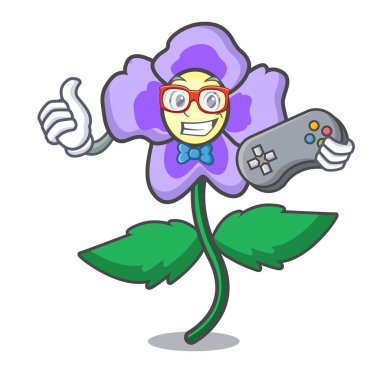 Oyun homo çiçek maskot karikatür vektör çizim