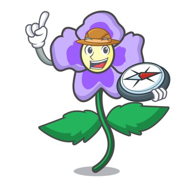 Explorer homo çiçek maskot karikatür vektör çizim