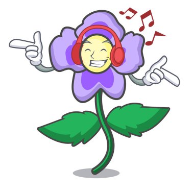 Dinleme müzik homo çiçek maskot karikatür vektör çizim