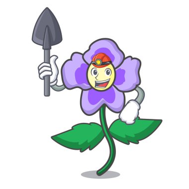 Madenci homo çiçek maskot karikatür vektör çizim