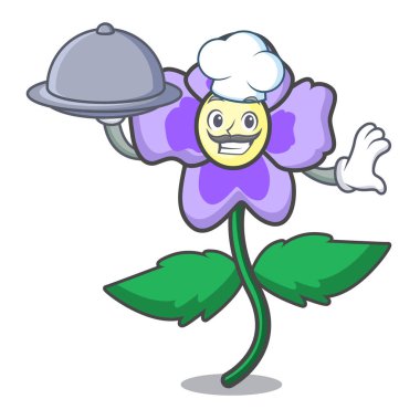 Şef gıda homo çiçek maskot karikatür vektör çizim ile