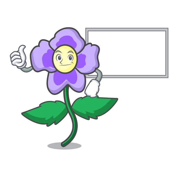 Polegares Para Cima Com Panela Pansy Flor Personagem Cartoon Vetor — Vetor de Stock