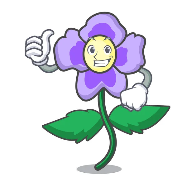 Polegares Para Cima Flor Pansy Personagem Desenho Animado Vetor Ilustração —  Vetores de Stock