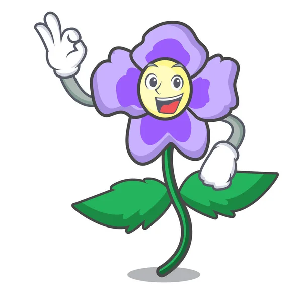 Okay Pansy Flower Character Cartoon Vector Illustration — Stock Vector