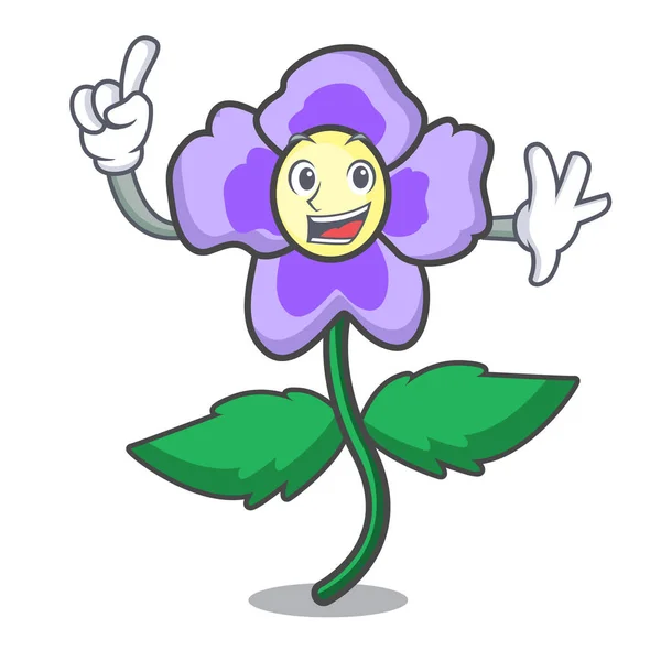 Dedo pansy flor mascota de dibujos animados — Vector de stock