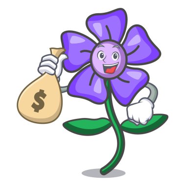 Para çantası salyangozu çiçek karakter karikatür vektör çizim ile