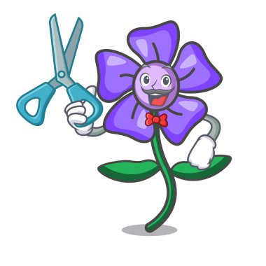 Deniz salyangozu çiçek karakter karikatür vektör çizim berber