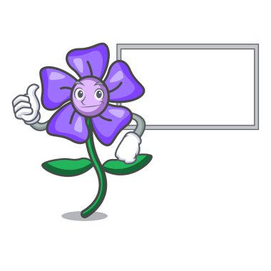 Başparmak yukarıya kurulu salyangozu çiçek karakter karikatür vektör çizim ile