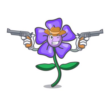 Kovboy salyangozu çiçek karakter karikatür vektör çizim