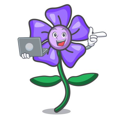 Dizüstü salyangozu çiçek karakter karikatür vektör çizim ile