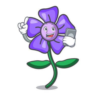 Telefon salyangozu çiçek karakter karikatür vektör çizim ile