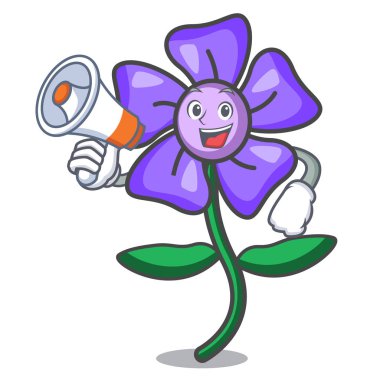 Megafon salyangozu çiçek karakter karikatür vektör çizim ile