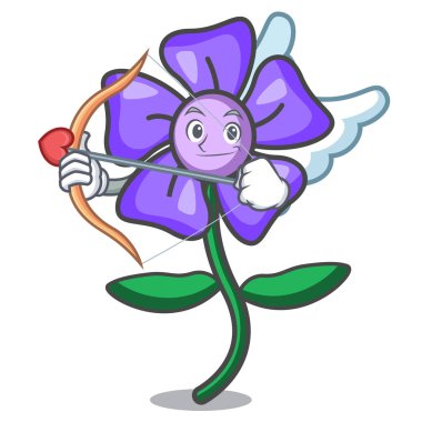 Aşk tanrısı deniz salyangozu çiçek karakter karikatür vektör çizim