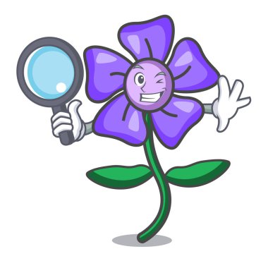 Dedektif salyangozu çiçek karakter karikatür vektör çizim