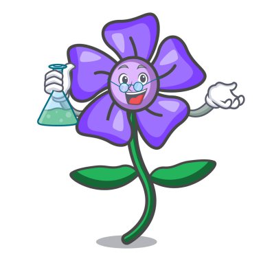 Profesör salyangozu çiçek karakter karikatür vektör çizim