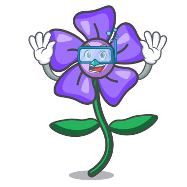 Dalış deniz salyangozu çiçek karakter karikatür vektör çizim