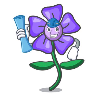 Mimar salyangozu çiçek karakter karikatür vektör çizim