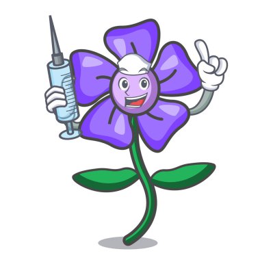 Hemşire salyangozu çiçek karakter karikatür vektör çizim