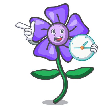 Saat salyangozu çiçek karakter karikatür vektör çizim ile