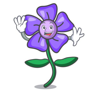 Deniz salyangozu çiçek karakter karikatür vektör çizim sallayarak