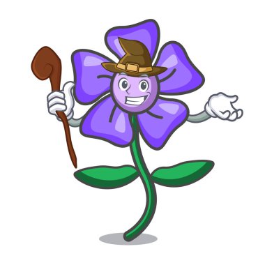 Cadı salyangozu çiçek maskot karikatür vektör çizim