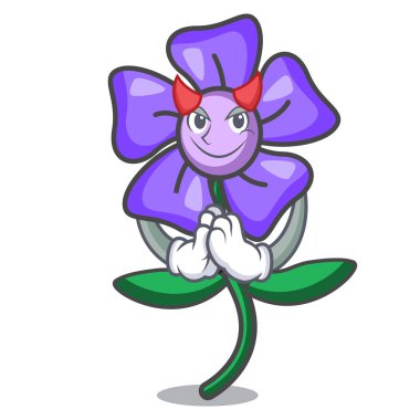 Şeytan salyangozu çiçek maskot karikatür vektör çizim