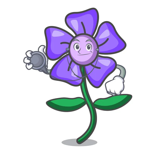 Arzt Periwinkle Blume Charakter Cartoon Vektor Illustration — Stockvektor