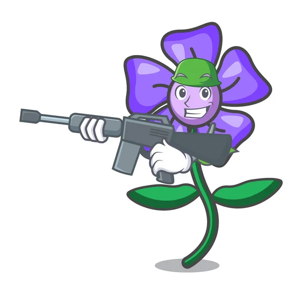 Ejército Flor Periwinkle Personaje Dibujos Animados Vector Ilustración — Vector de stock