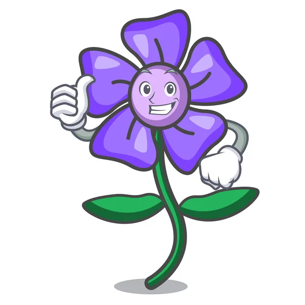 Daumen Hoch Periwinkle Blume Charakter Cartoon Vektor Illustration — Stockvektor