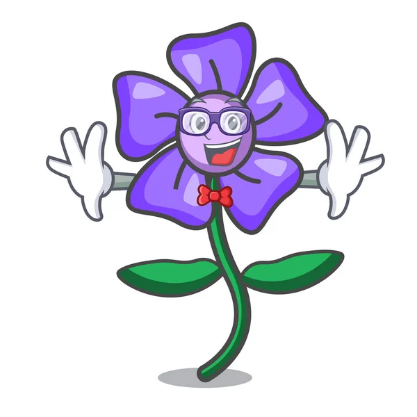 Geek Periwinkle Flor Personagem Desenho Animado Vetor Ilustração — Vetor de Stock