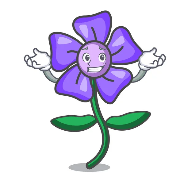 Ilustración Del Vector Dibujos Animados Carácter Flor Periwinkle Sonriente — Vector de stock