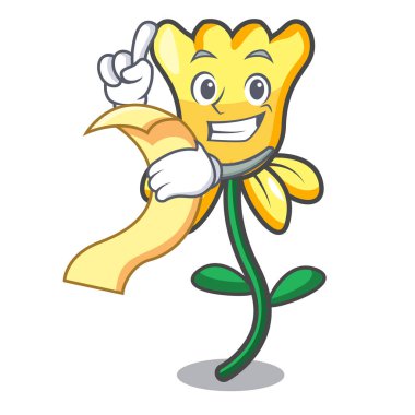 Menü nergis çiçek maskot karikatür vektör çizim ile