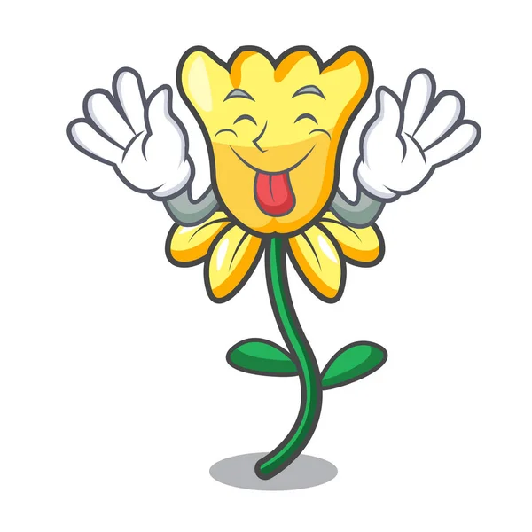 Lengua Fuera Narciso Flor Mascota Dibujo Animado Vector Ilustración — Vector de stock