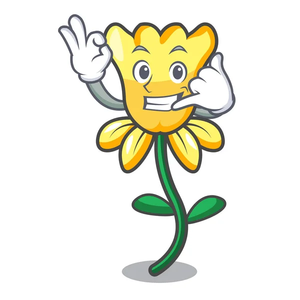 Llámame Daffodil Flor Mascota Dibujo Animado Vector Ilustración — Vector de stock