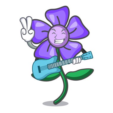 Gitar salyangozu çiçek maskot karikatür ile